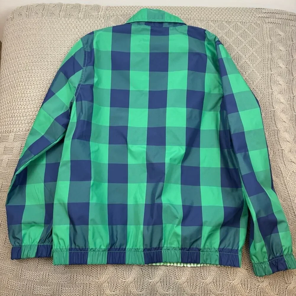 Cat & Jack Boys Green and Blue Plaid Raincoat ~ 8/10